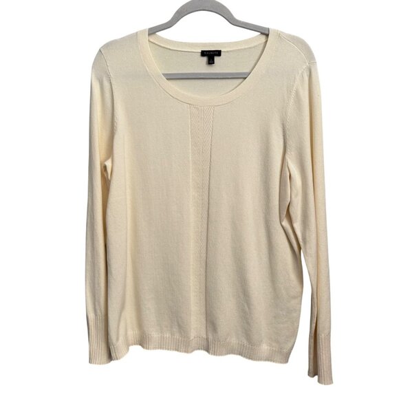 Talbots Womens Cream Long-Sleeve Sweater Sz L 58% Cotton 25% Modal Soft Knit Top - Picture 1 of 12